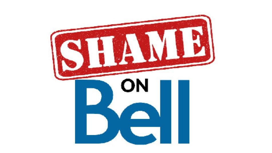 Text reads, shame on Bell 