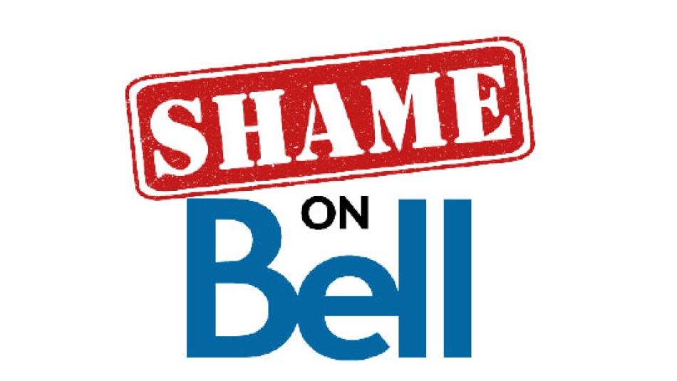 Text reads, shame on Bell