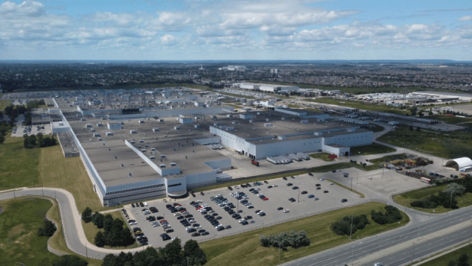 Aerial veiw of the Stellantis Brampton Plant