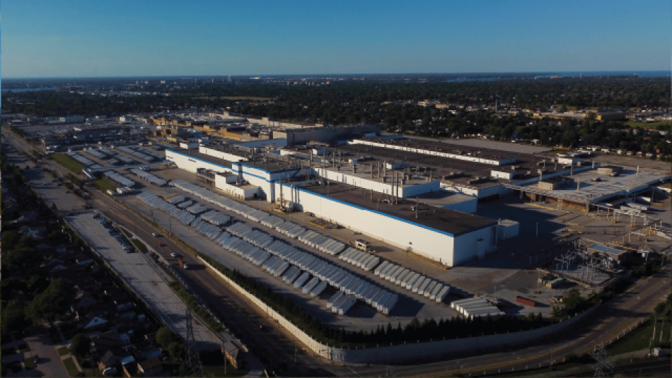Aerial view of the Stellantis Windsor Assembly Plant