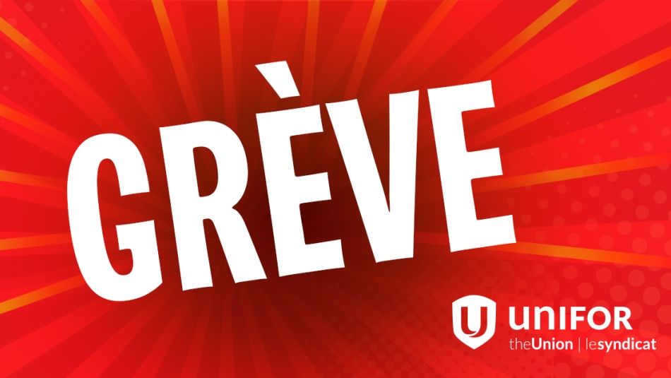 Grève "Grève" en blanc sur fond d'étoile rouge