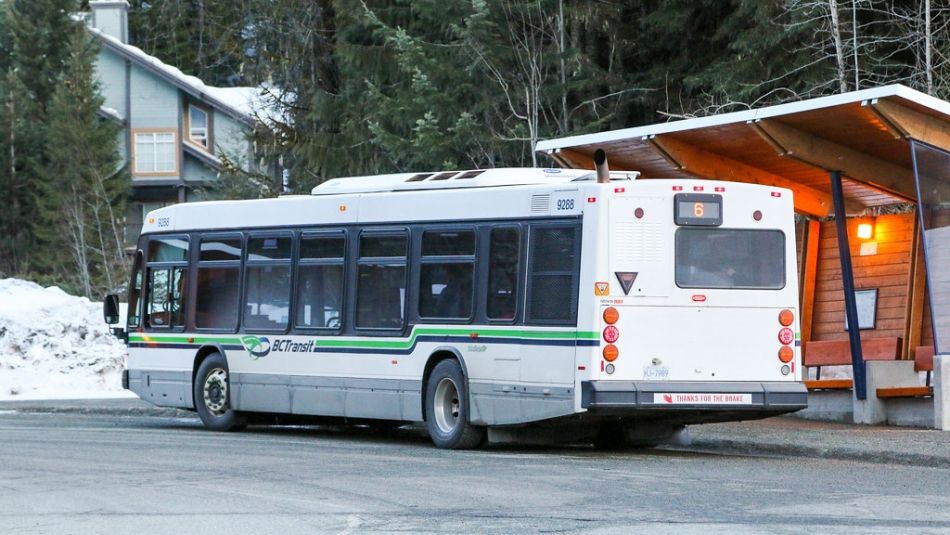 BC Transit bus at a terminal in Whistler