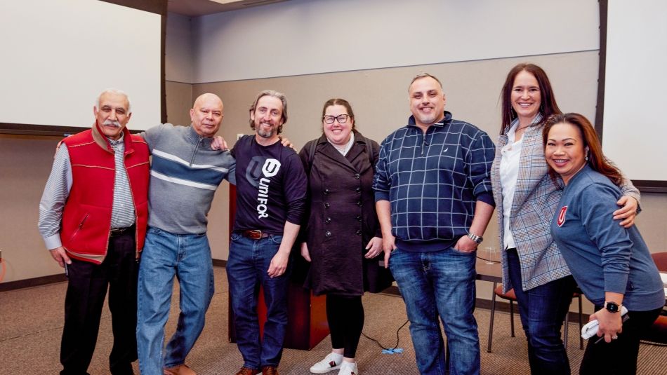 Seven people standing for a photo at the Vancouver BWP meeting