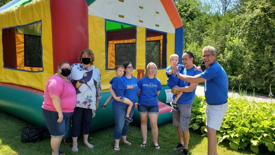 Ben with his family and Unifor staff at the Family Education Centre