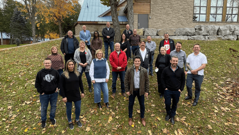 Natioanl Executive Board leadership group photo in Port Elgin at the Unifor Education Centre