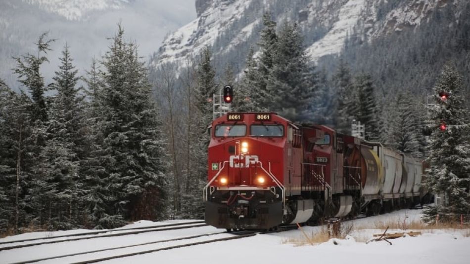 CP train in the snowy mountain region