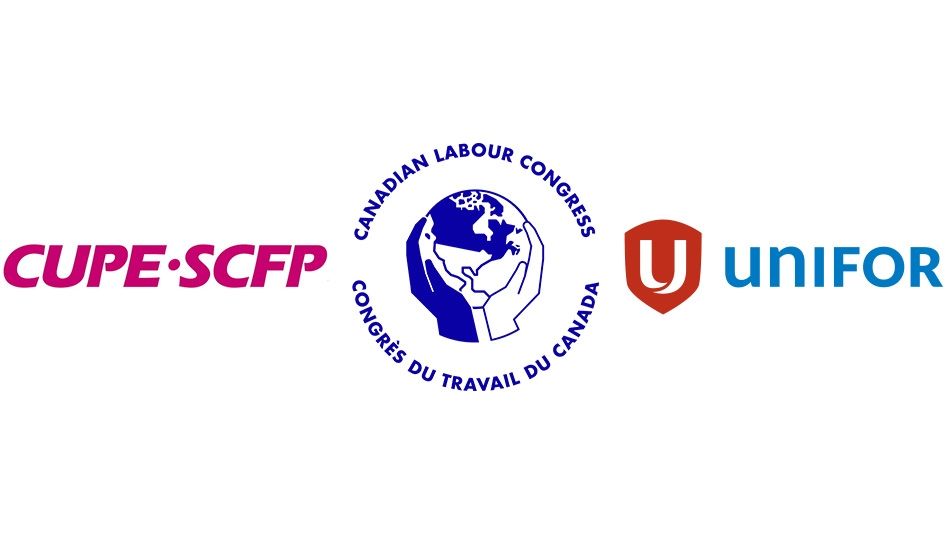 CUPE, CLC and Unifor logos