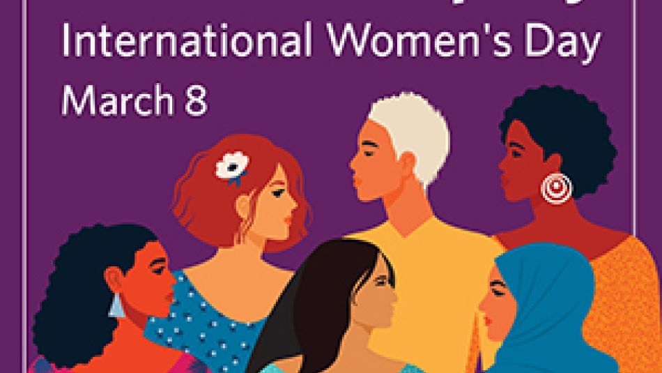 A diverse group of women with the text Embrace Equity International Women's Day