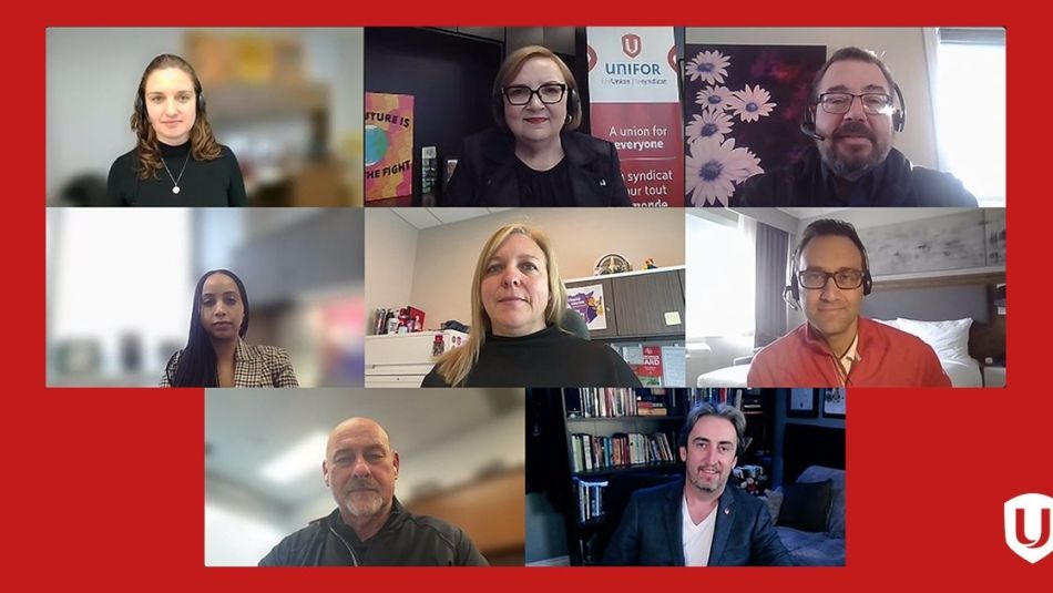 Eight people on zoom squares