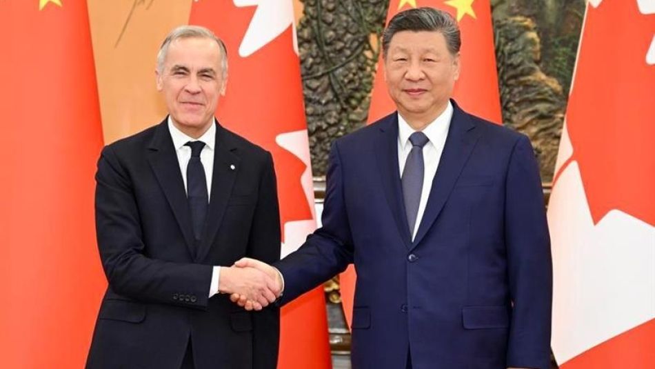 Chinese Presiden Xinhua and Prime Minister Carney shaking hands