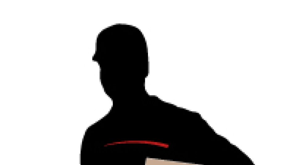 Outline of a delivery person carrying a parcel.