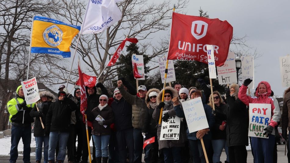 Unifor members rally for "Fair Pay Chartwell"