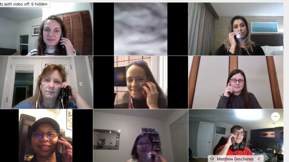 Screenshot of a video-call where Unifor members called on Ontario MPPs for paid sick days.