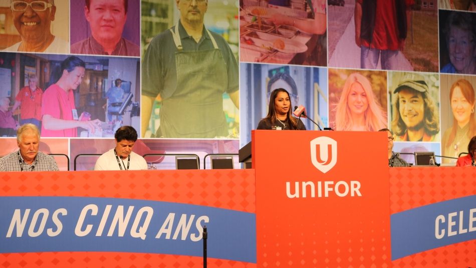 Naureen Rizvi speaks from the main stage at Canadian Council.