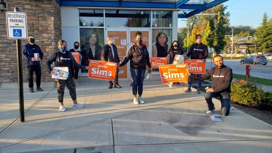 Unifor member-volunteers campaign for Jimmy Sims.