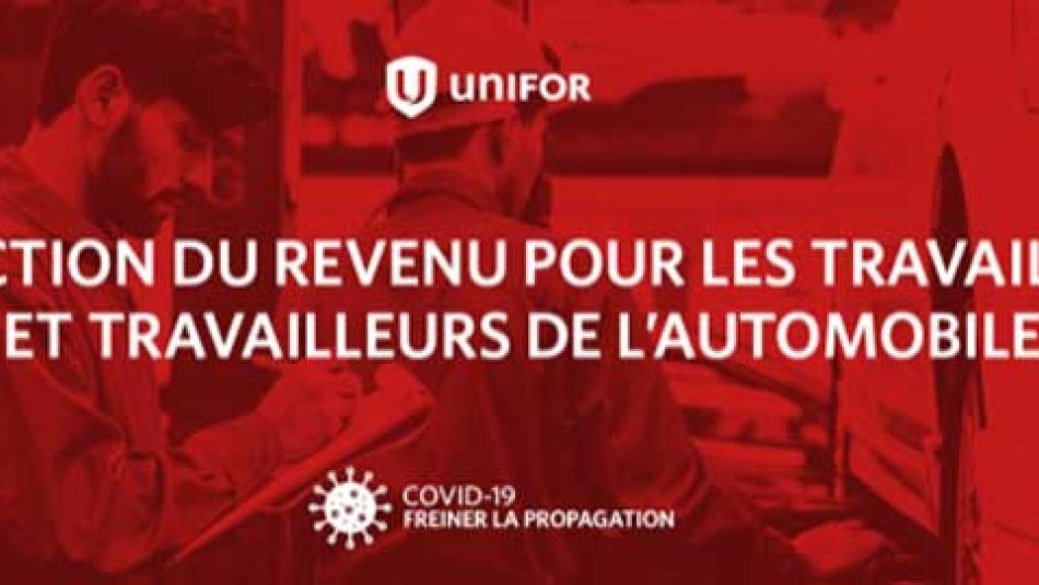 Un graphique contient le texte : «Protection du revenu pour les travailleuses et travailleurs de l'automobile.»