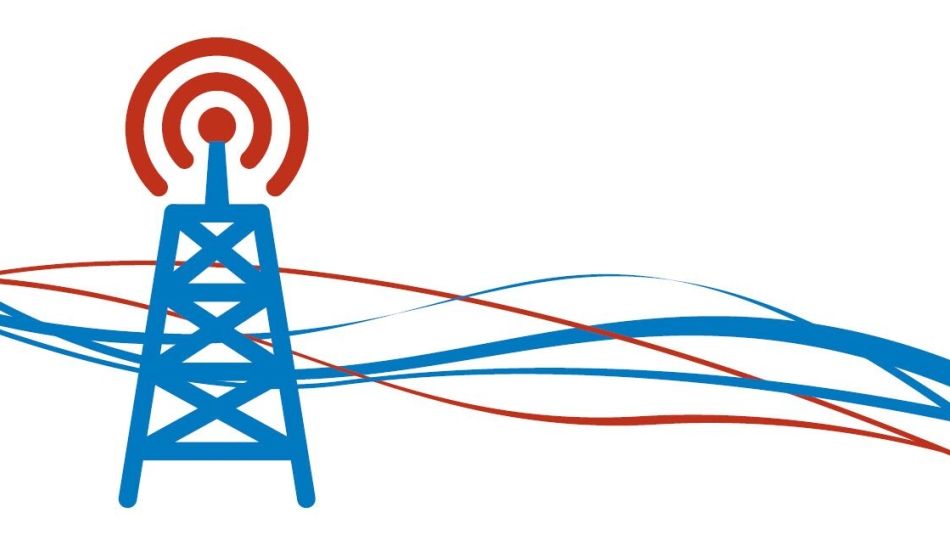 A graphic shows a cell tower emitting a signal.