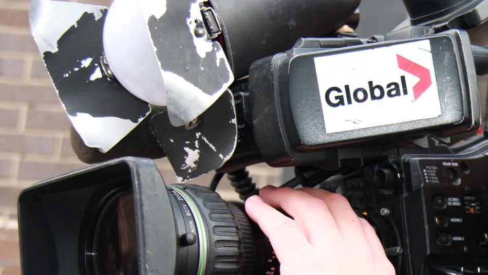 A Global News television camera.