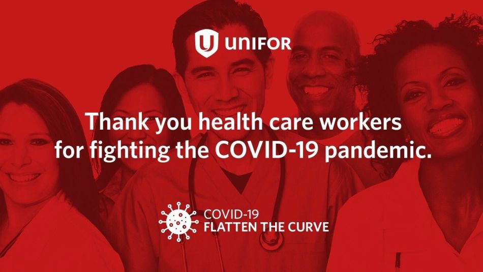 A graphic reads: "Thank you health care workers for fighting the COVID-19 pandemic."