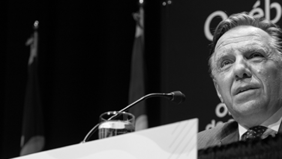 Quebec Premier François Legault at a press conference.