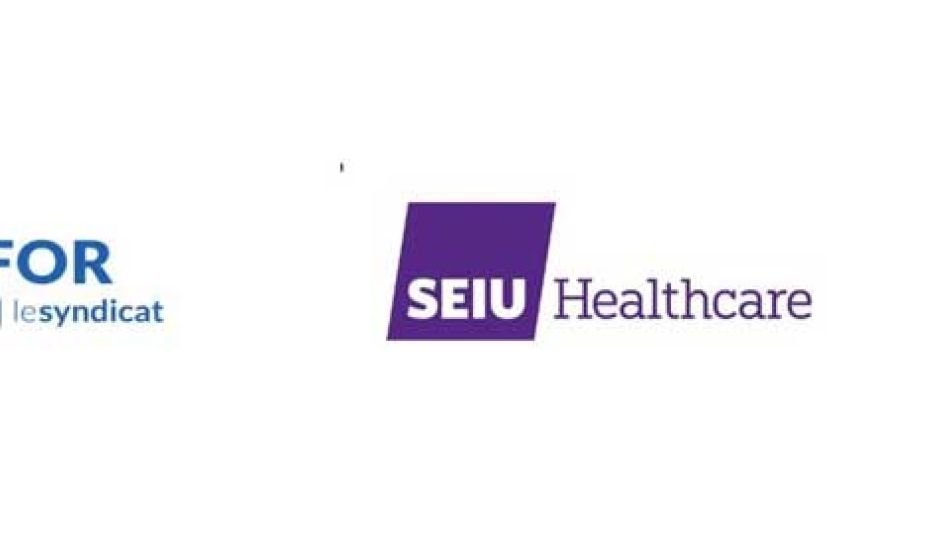 SEIU, CUPE and Unifor's logos