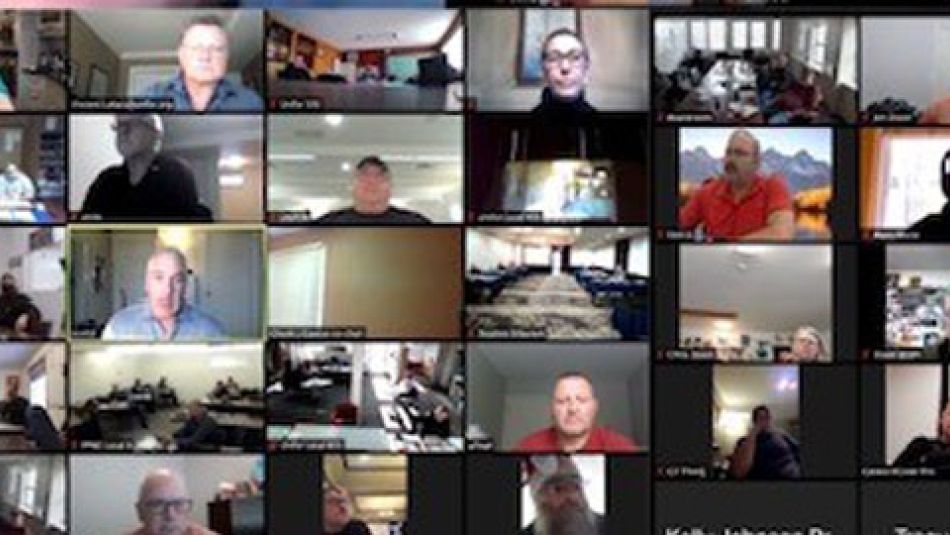A collage of screen shots for the Unifor Pulp and Paper Caucus virtual meeting.