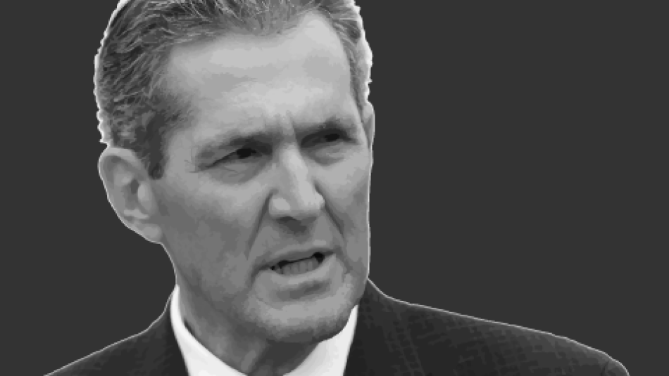 Black and white illustration of Manitoba Premier Brian Pallister