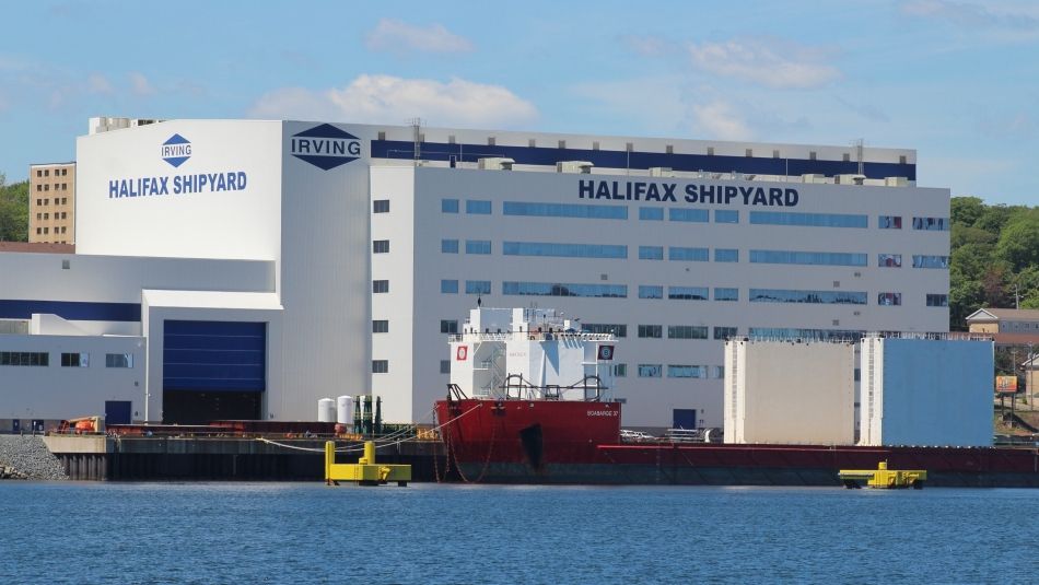 Exterior view of the Irving Halifax Shipyard building 