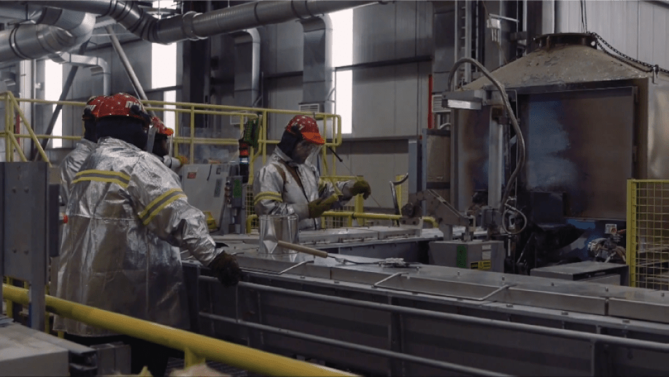 Workers at the Rio Tinto smelting facility in Kitimat, BC