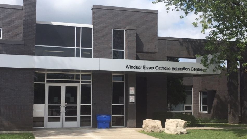 The entrance to Windsor-Essex Catholic Education Centre.