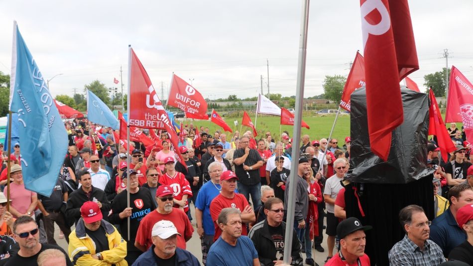 Workers rally outside Nemak Plant in Windsor