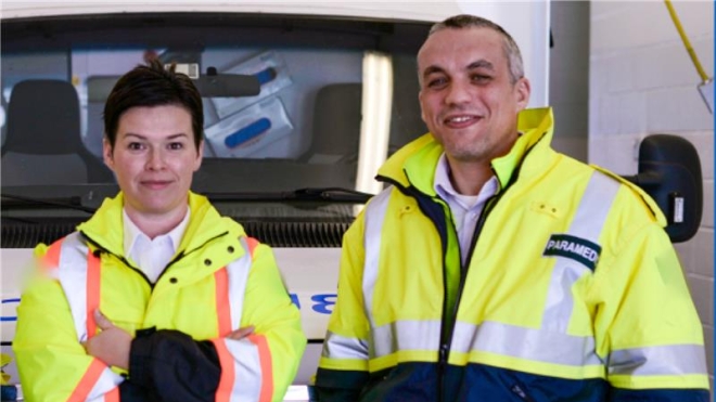Two paramedics in uniform