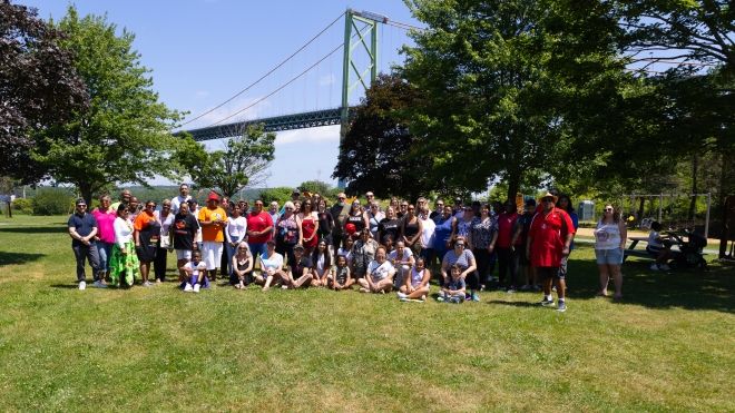 large group of people in a park 