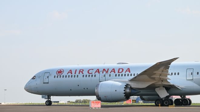 Air Canada plane on runway