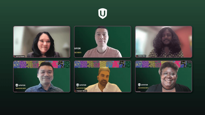 Six people on a zoom screen shot