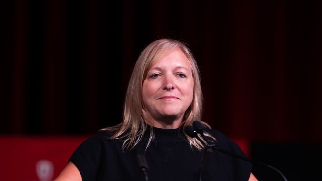 A women at a podium