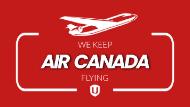 We keep Air Canada flying in white on a red background