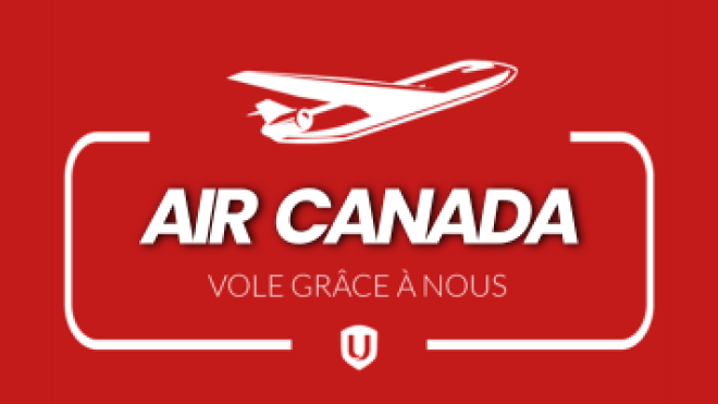 Nous continuons à faire voler Air Canada en blanc sur fond rouge.