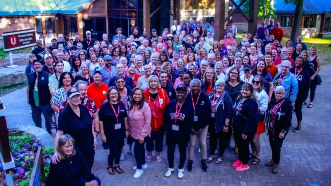 A large group outside photo