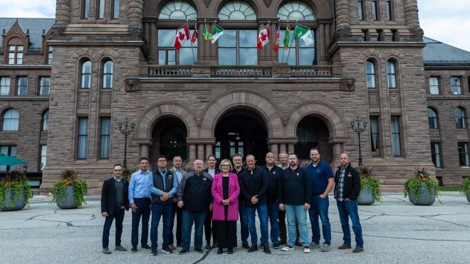 Lana Payne and Auto Leaders meet Ford outside at the legistative building