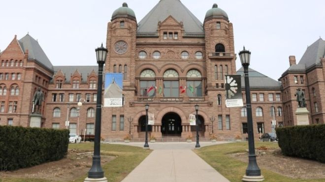Entrance to a large stone building