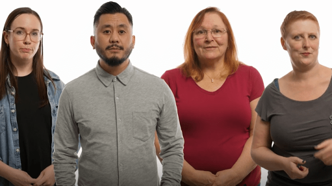 Four people on a white background 