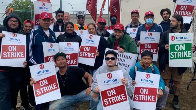 Workers on strike at Salvation Army