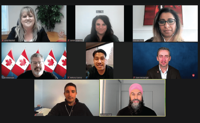 Image of Unifor leadership meeting with NDP Leader Jagmeet Singh