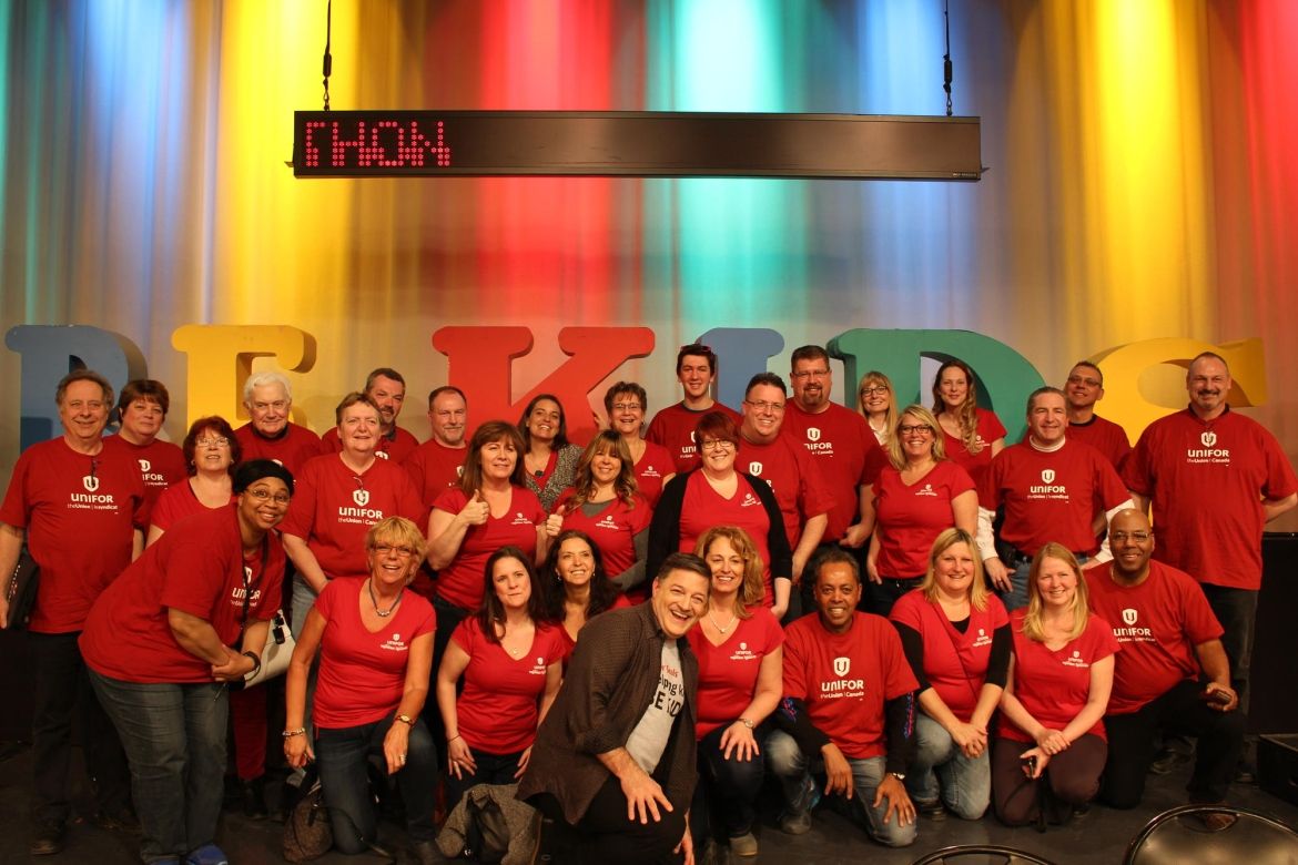 Unifor group at the Easter Seals Telethon in Toronto, ON