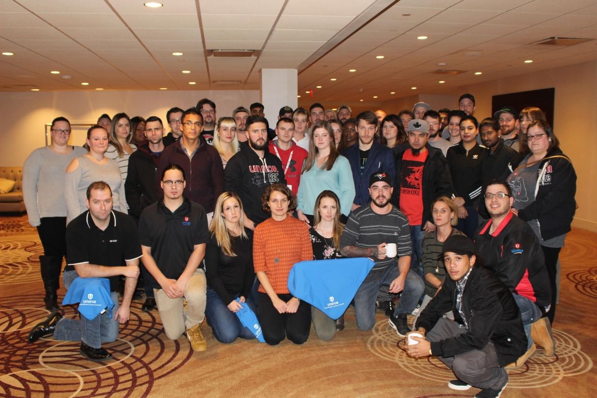 Roxanne Dubois with Ontario young workers.