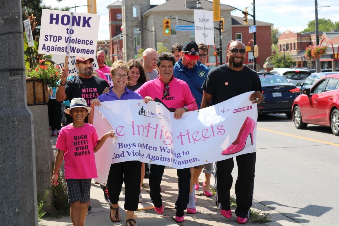 Jerry Dias participates in Hope in High Heels walk in Oakville, Ontario.