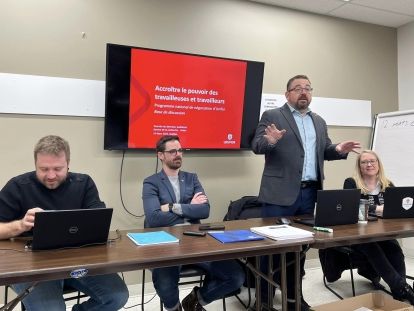 Daniel Cloutier speaks to members.