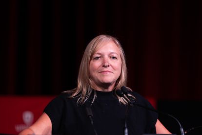 A women at a podium