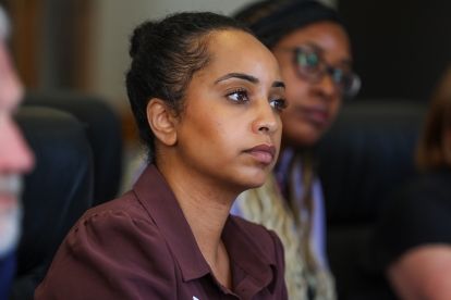 Samia Hashi listening attentively